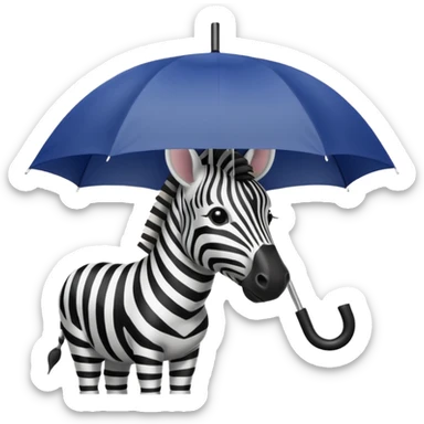 zebra with umbrella closeup view sticker