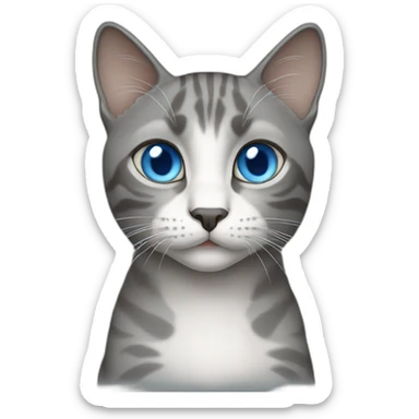 gray female cat blue eyes sticker