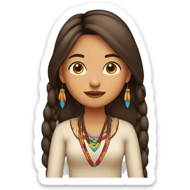 mujer cabello indigena largo sticker