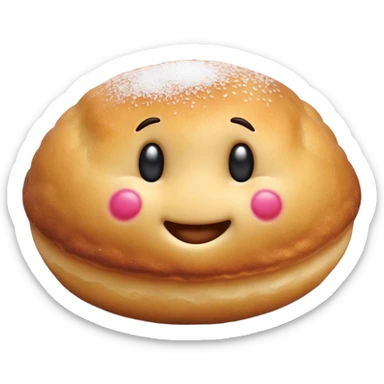 Cinematic Realistic Bu√±uelo Dessert Emoji, showcasing a fluffy, deep-fried dough ball dusted with sugar rendered with lifelike textures and warm, festive lighting. sticker