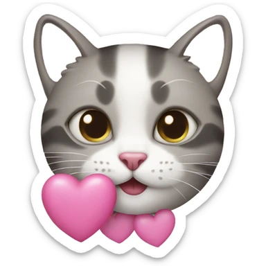 Cat with pink hearts sticker