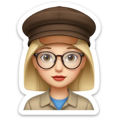 hatted girl with glasses sticker