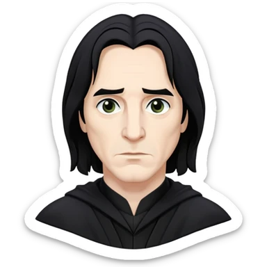Severus Snape with black hair, hooked nose, dark eyes, wearing black robes sticker