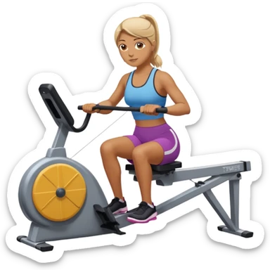 women workout rowing on machine  sticker