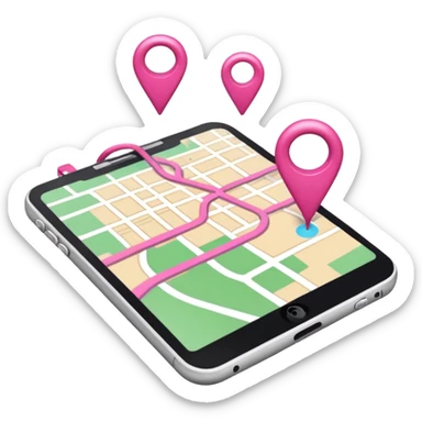 mix pink of a big gps map of the lines sticker
