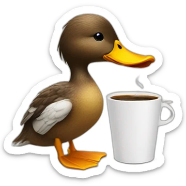 a duck drinking a coffee  sticker
