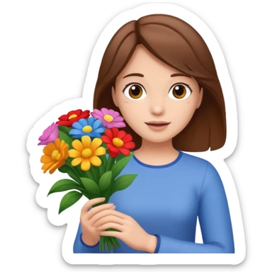 throwing bouquet by girl with b down hair sticker