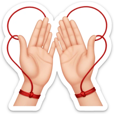 two hands connected by red string  sticker