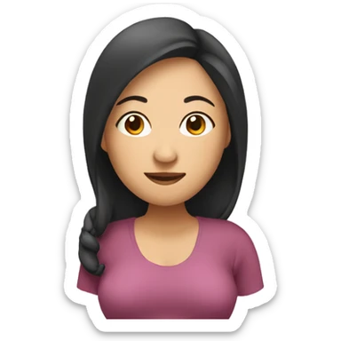 Pregnant Asian woman hanging out relaxed sticker