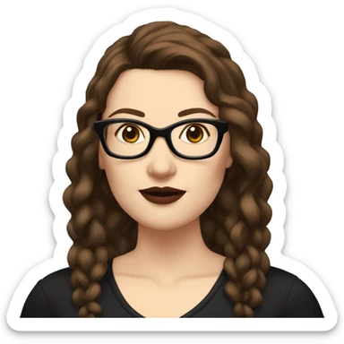 Caucasian-Mum-woman-goth-brown-hair-standing-wearing-glasses-plus-size sticker
