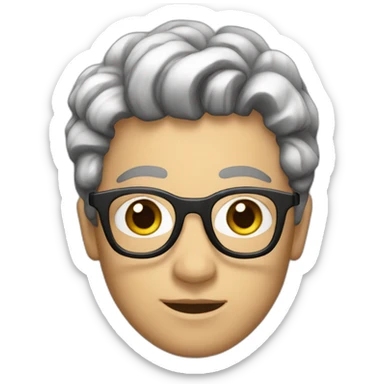 a mab with white barb and brown hair with glasses sticker