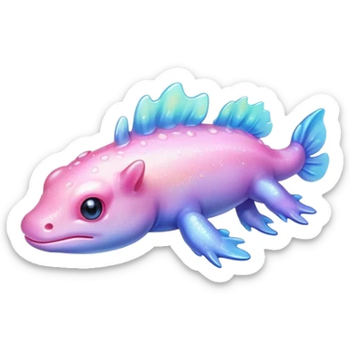Sparkly glossy Pastel iridescent axolotl sticker