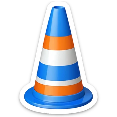 blue and white traffic cone sticker