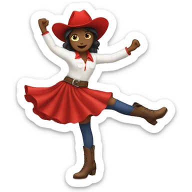 A girl with a red cowboy hat and a skirt doing a high kick sticker