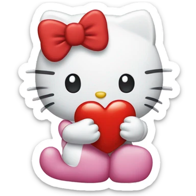 hello kitty holding a heart  sticker