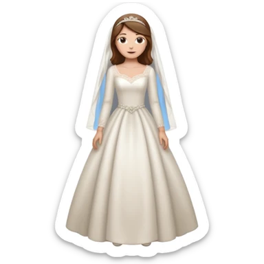 Chica blanca,pelo castaño y mondongos vestido novia, manga larga cuerpo entero sticker