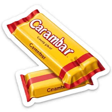 Carambar candy bar with wrapper, yellow and red stripes, simple, bright colors sticker