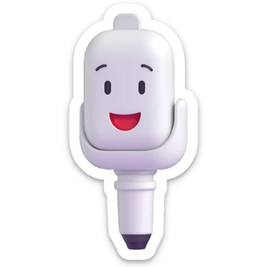 Change the microphone body color to white, keep the happy face and 3D emoji style, preserve the rest of the design. sticker