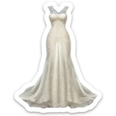 Hyper Realistic ornate boho Wedding dress displays  sticker