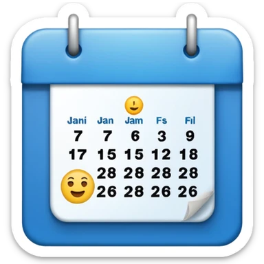 January calendar flat emojy style just writte Jan 2026 sticker