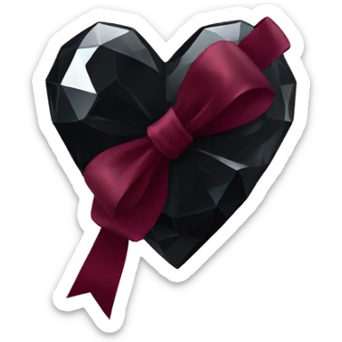crystal black heart wrapped in a burgundy bow sticker