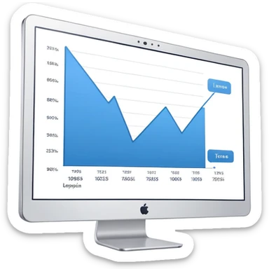computer screen displaying a single presentation slide with a title line and chart icon sticker