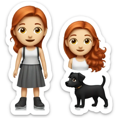 redhead girl with a black dog sticker