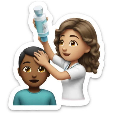 Girl getting a shot sticker