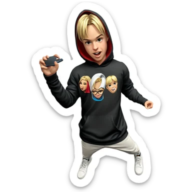 blonde boy in hoodie indoors sticker