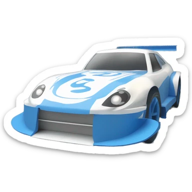 Detailed pearl-blue Cardstock Papercraft fr-s racecar sticker