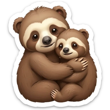 a sloth and a bear hugging sticker