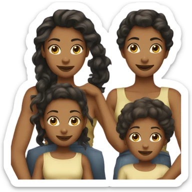 Mother two girl hair black sticker