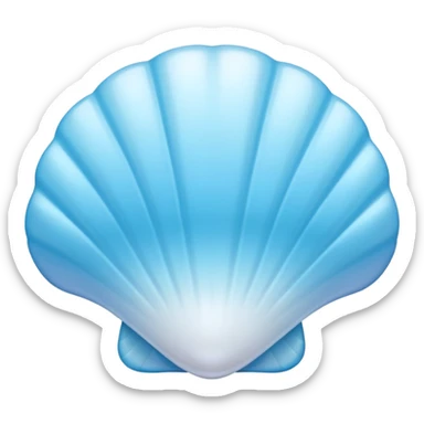 Light blue shell emoji, pearl texture, soft gradient, smooth curves, glossy finish sticker