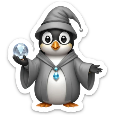 penguin wizard with a crystal ball sticker
