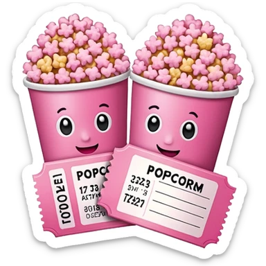 pink popcorn with 2 cinema tickets sticker