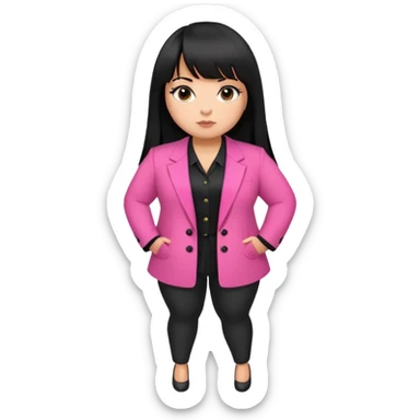 Latina girl with bangs black long hair plus size black and pink blazer sticker