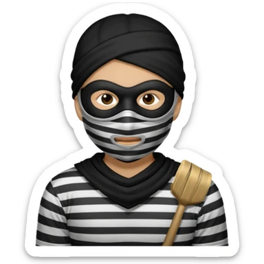 thief, with stripped shirt, facemask, thief mask. sticker