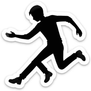 a silhouette of a man faling sticker