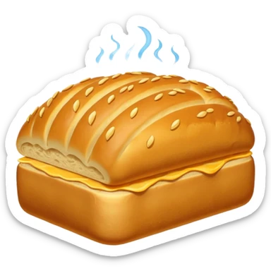 A golden loaf of bread with a crisp crust and a small rising steam curl. sticker