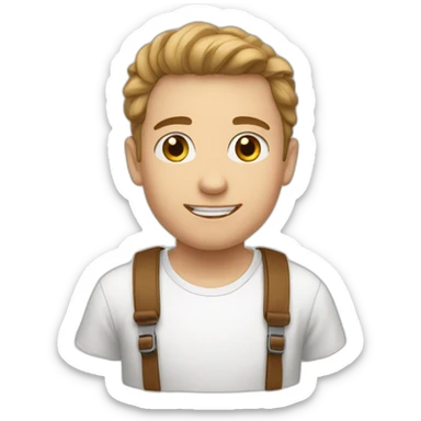 Un garçon blanc chatin avec des yeux marron  sticker