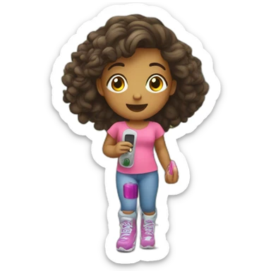 A kid using her insulin pump while playing in a park sticker