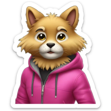 Furry posing in casual latex clothing fashion sticker