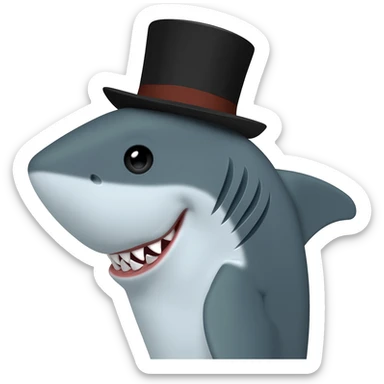 Shark with a top hat sticker