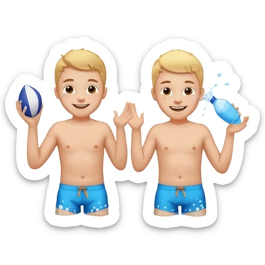 two brothers playing in a pool sticker