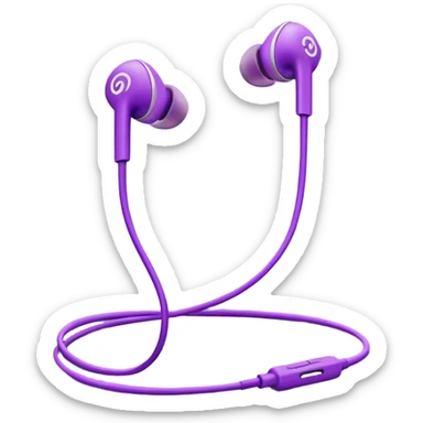 purple wired earbuds sticker