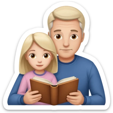 dad and daughter reading a book together, cozy and sweet sticker