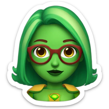 Martian Manhunter girl with glasses green skin sticker