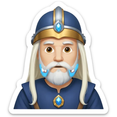 Odin, God of Wisdom from Gods and Goddesses with long white hair and beard, dark blue outfit sticker