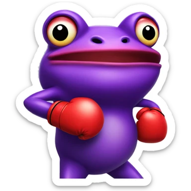 Purple frog wearing red boxing gloves sticker