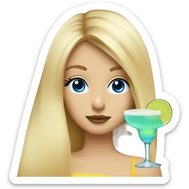 Blonde hair blue eye girl drinking margarita sticker